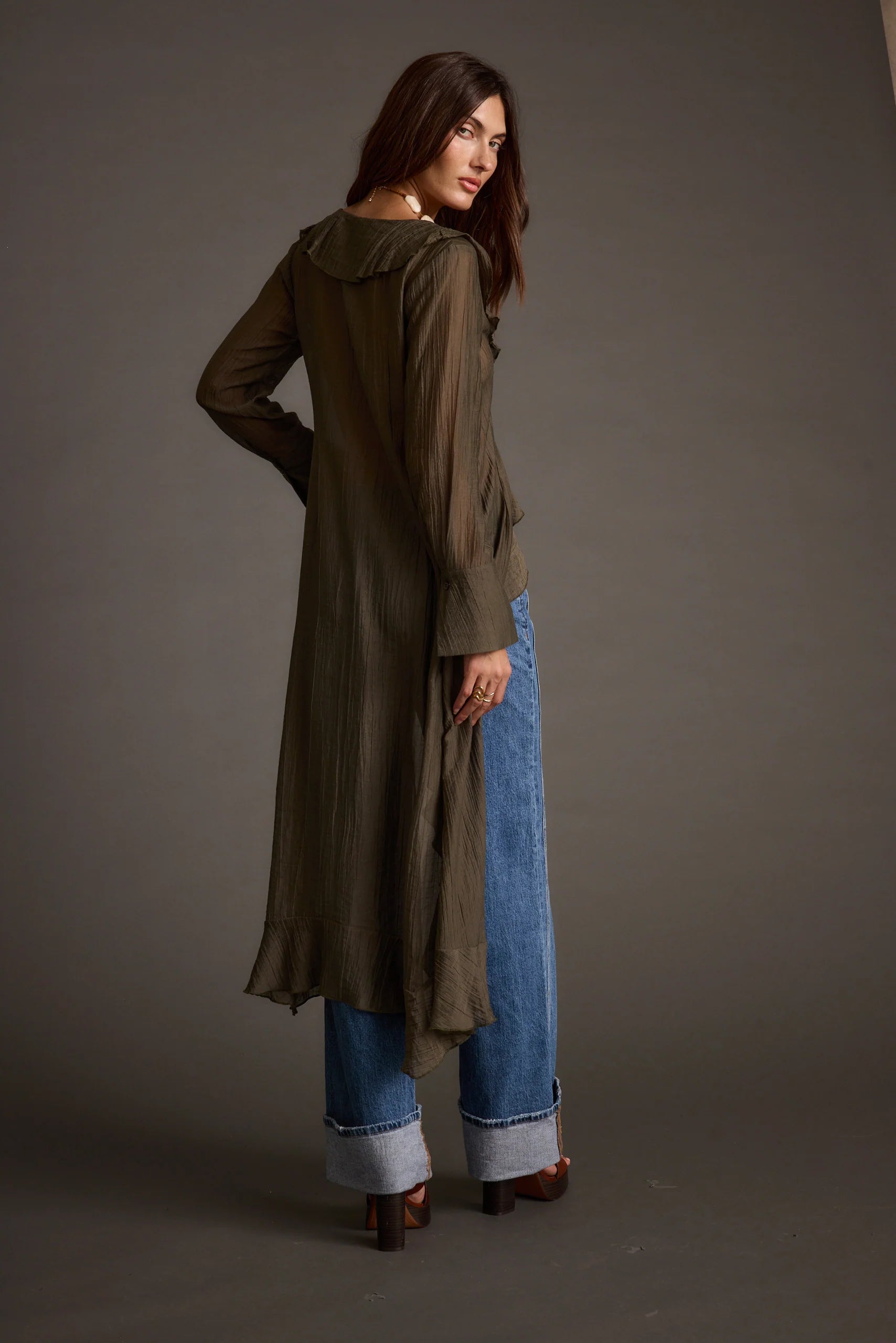 Naomi Olive Longline Top