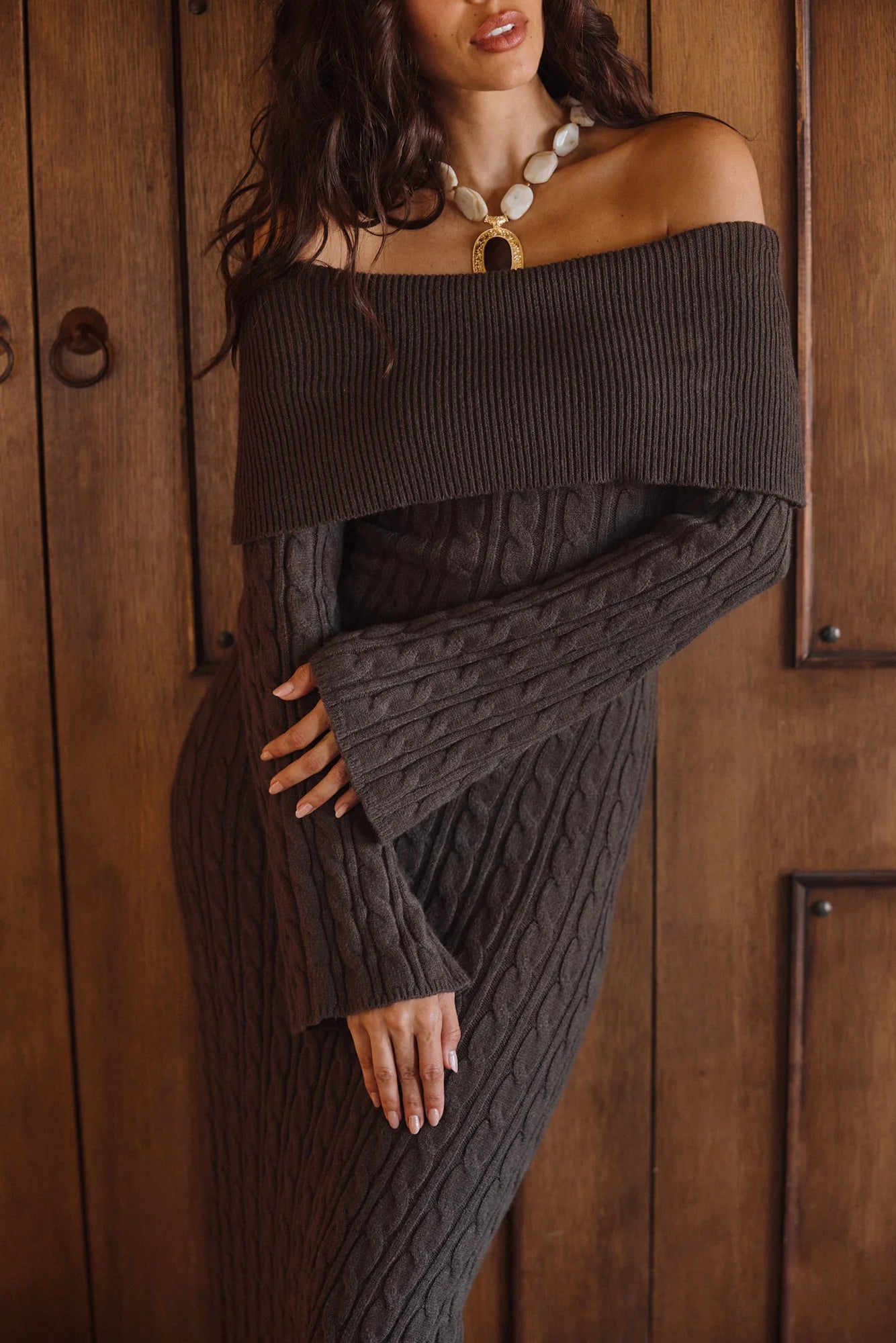 Rhiannon Espresso Sweater Maxi Dress