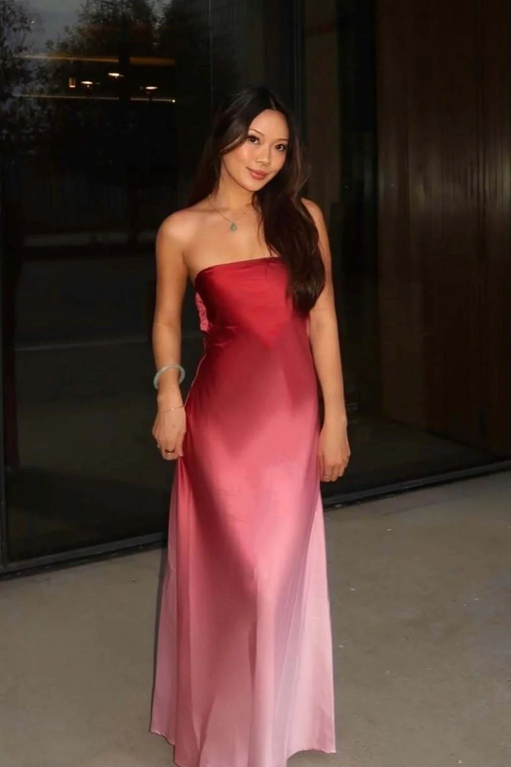 Natalia Strapless Mulberry Ombre Dress