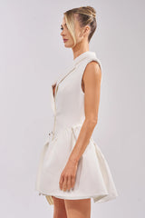 REPRESENTING ME SLEEVELESS BLAZER DRESS IN WHITE