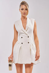 REPRESENTING ME SLEEVELESS BLAZER DRESS IN WHITE