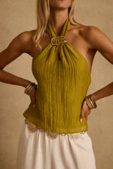 Elio Chartreuse Halter Top