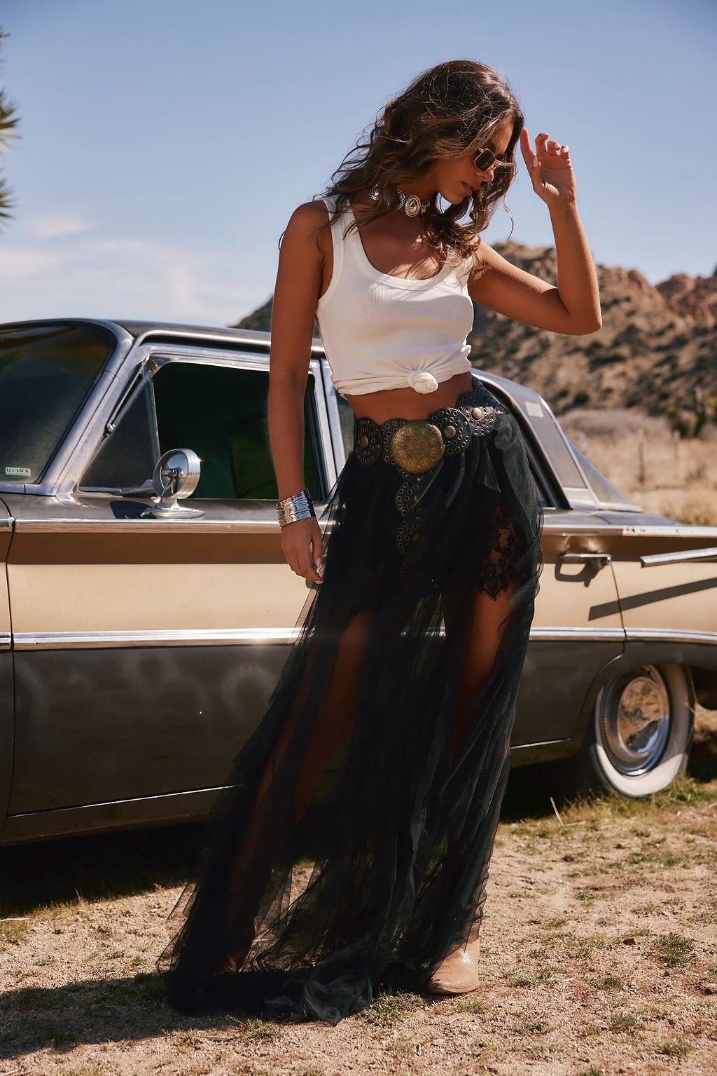 Rosalie Rock Black Tulle Maxi Skirt