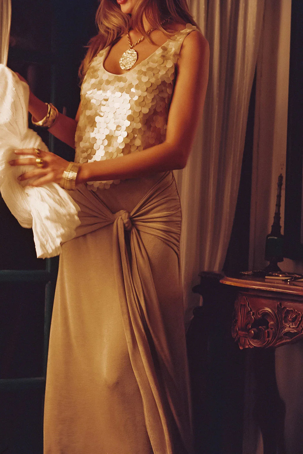 Almara Champagne Maxi Skirt