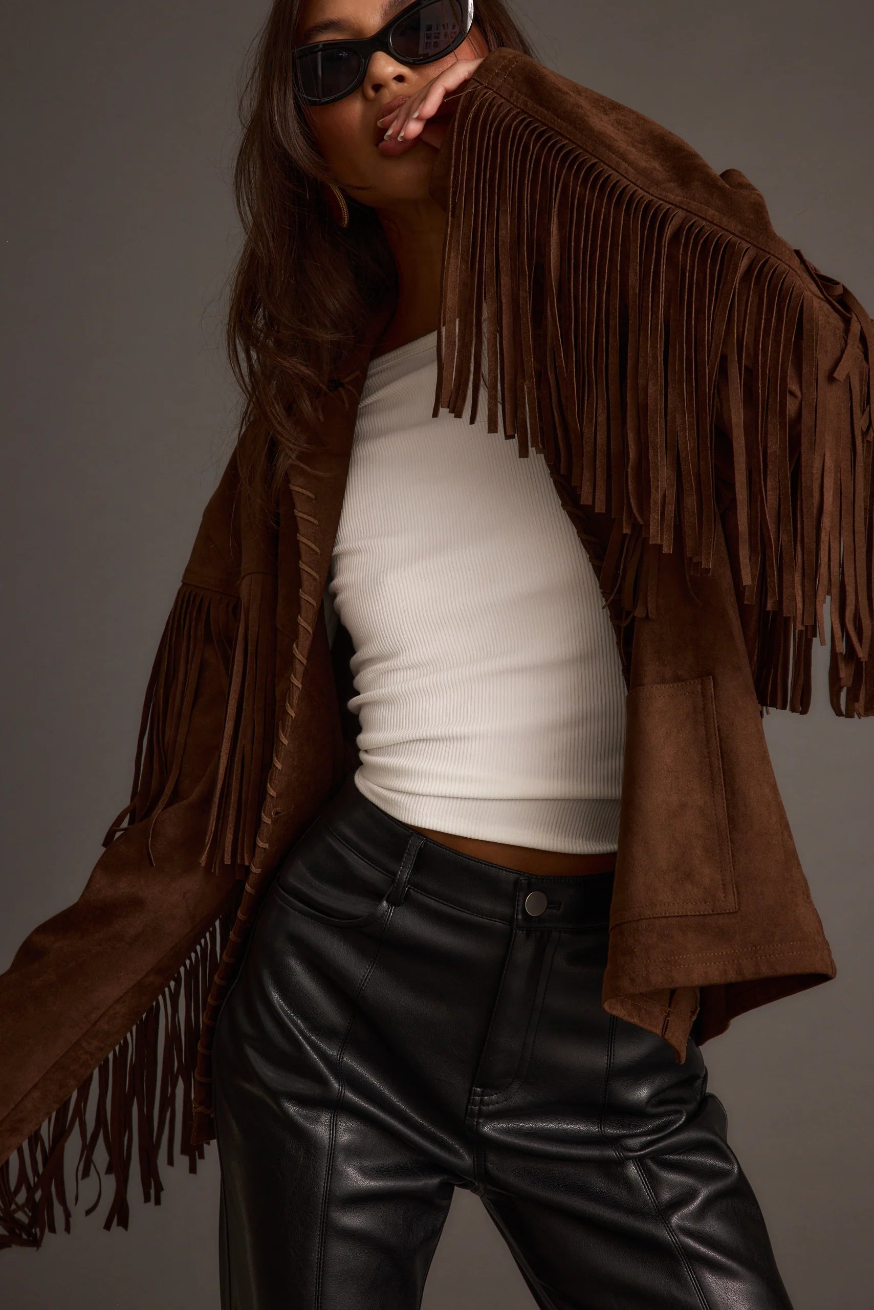Devon Mocha Vegan Suede Shacket