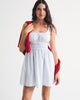 Bra-Free Smocked Waist Mini Dress-Blue Stripe
