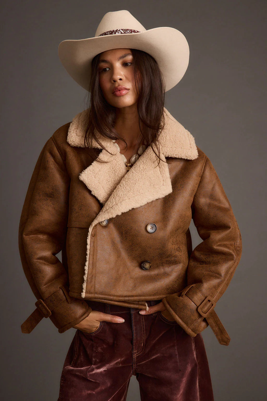 Avery Vintage Wash Sherling Coat