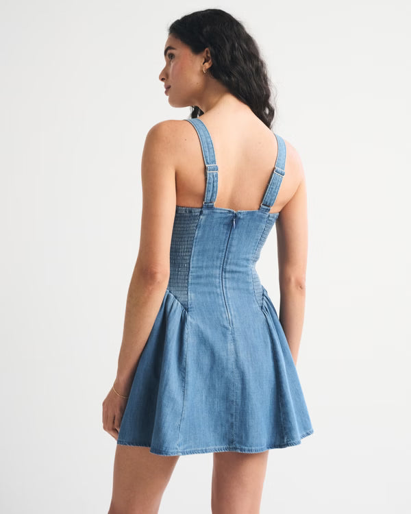 A&F Bra-Free Dylan Chambray Mini Dress-Medium