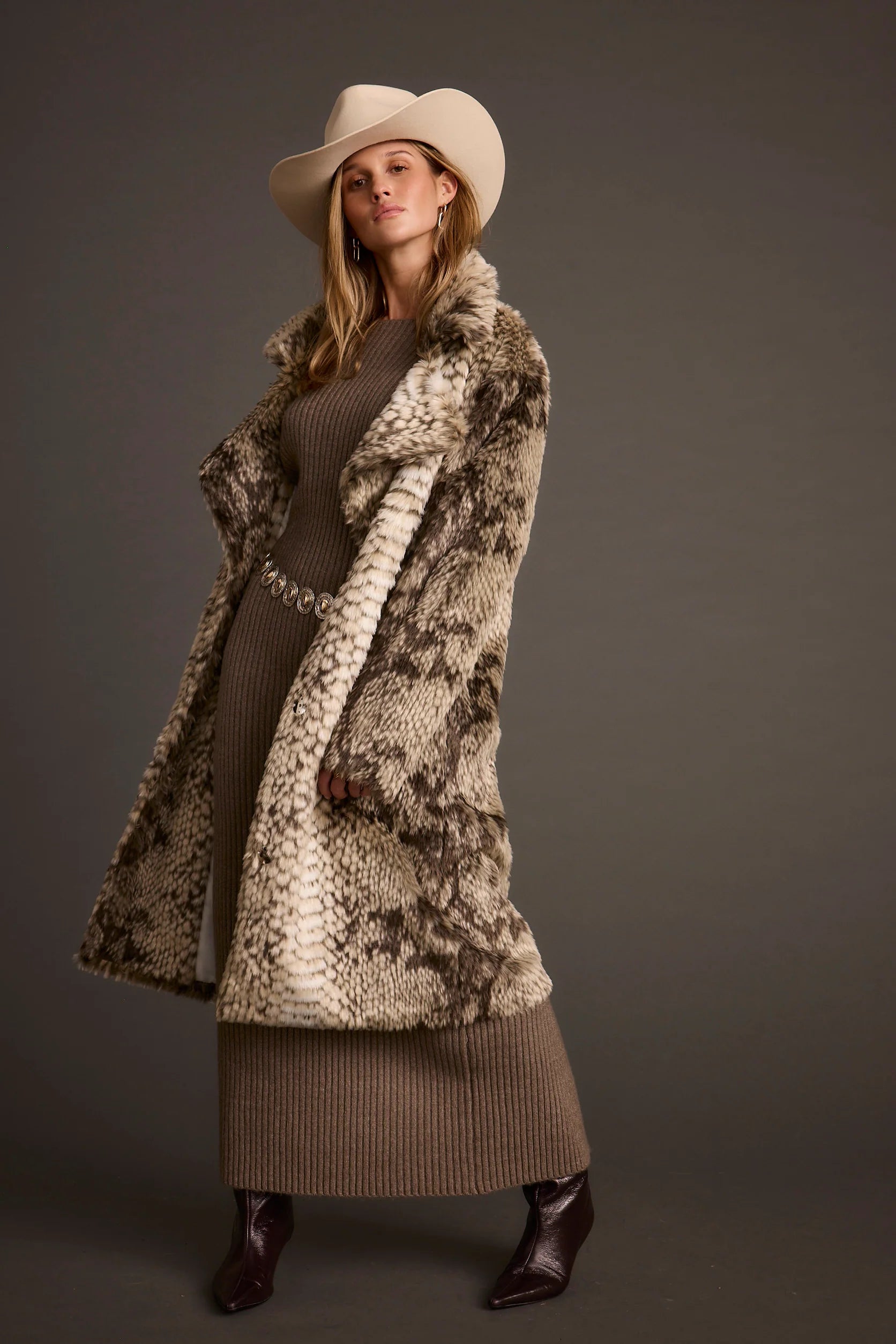 Vivienne Grey Snake Faux Fur Jacket