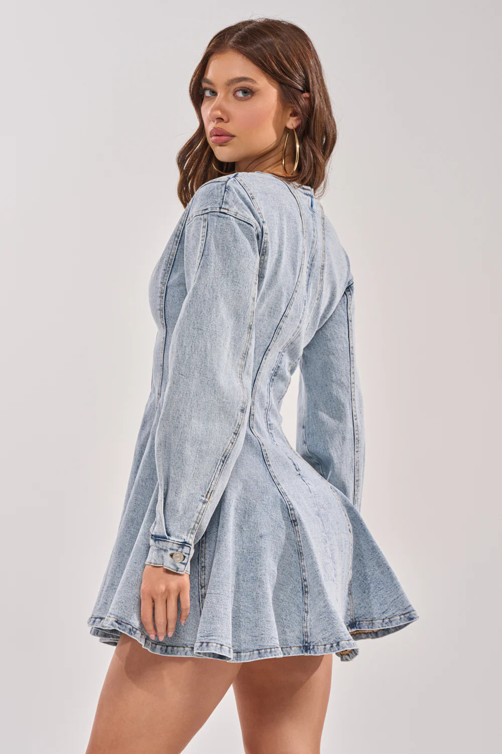 ALL ABOUT MY BUSINESS DENIM MINI DRESS