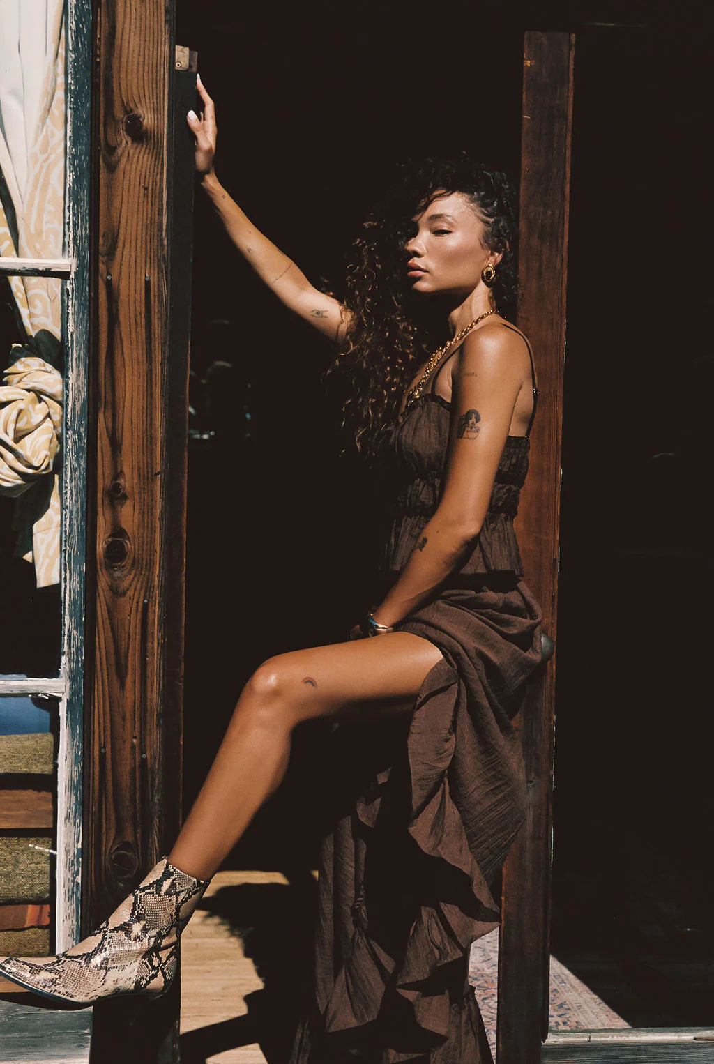 Dahlia Brown Maxi Skirt