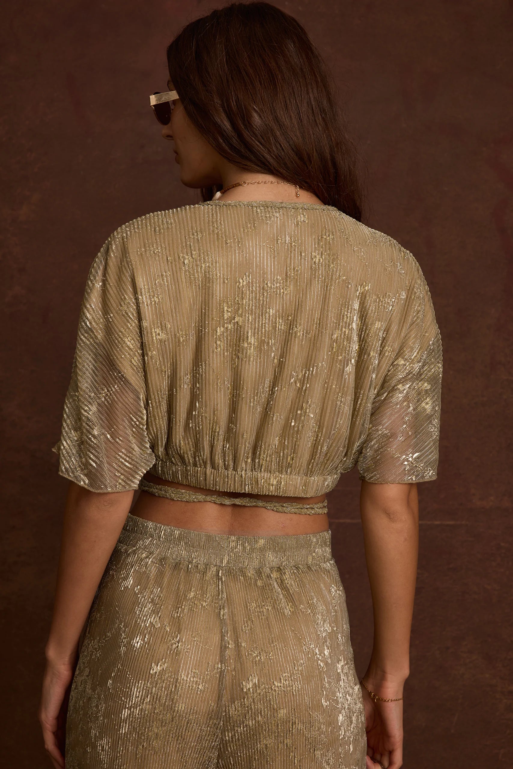 Kaia Gold Metallic Crop Top