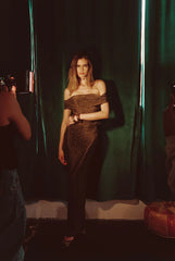 Hypnotized Gold Lurex Maxi Skirt