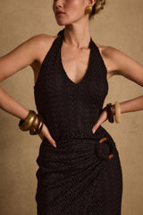 Sangria Black Halter Midi Dress