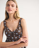 Bra-Free Tie-Front Linen-Blend Mini Dress-Dark Brown Dot