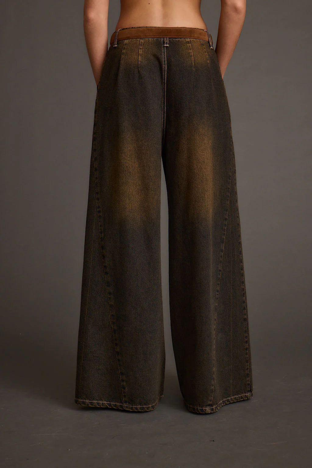 Dakota Washed Black Wide Leg Jeans