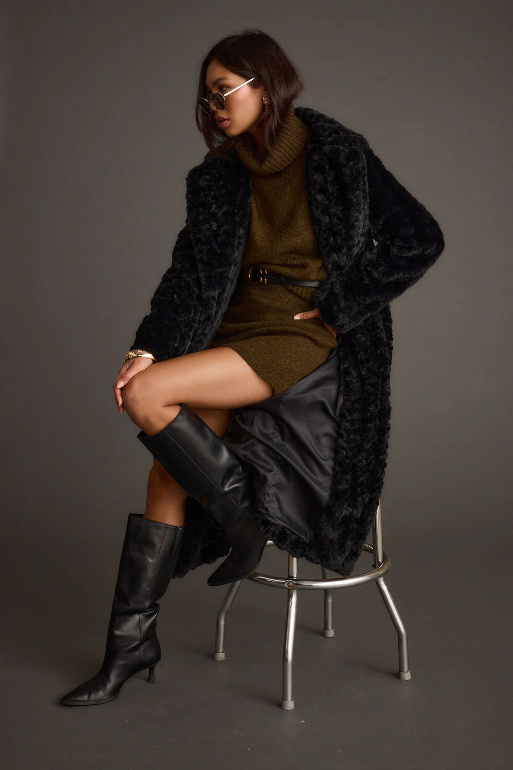 Sasha Black Floor Length Coat