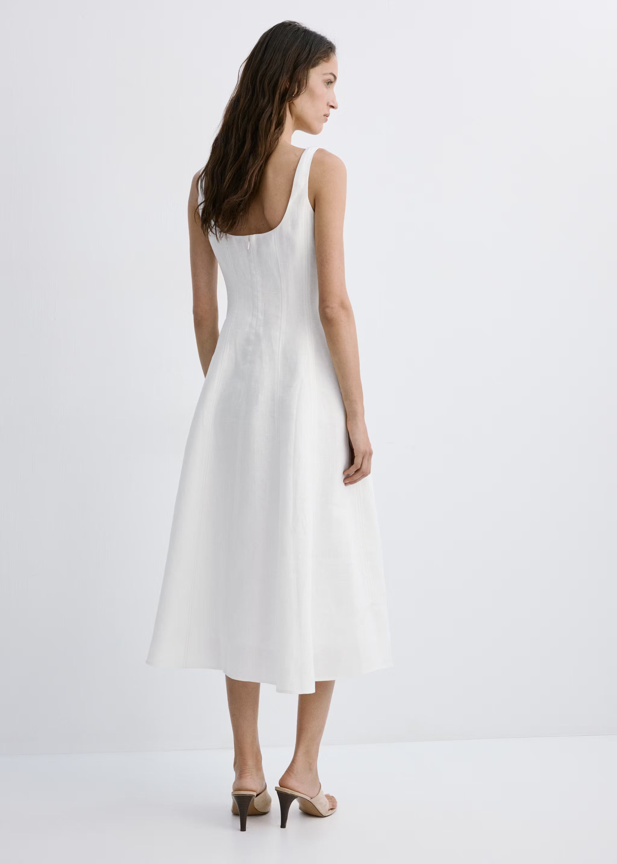 A-line Linen Dress-White