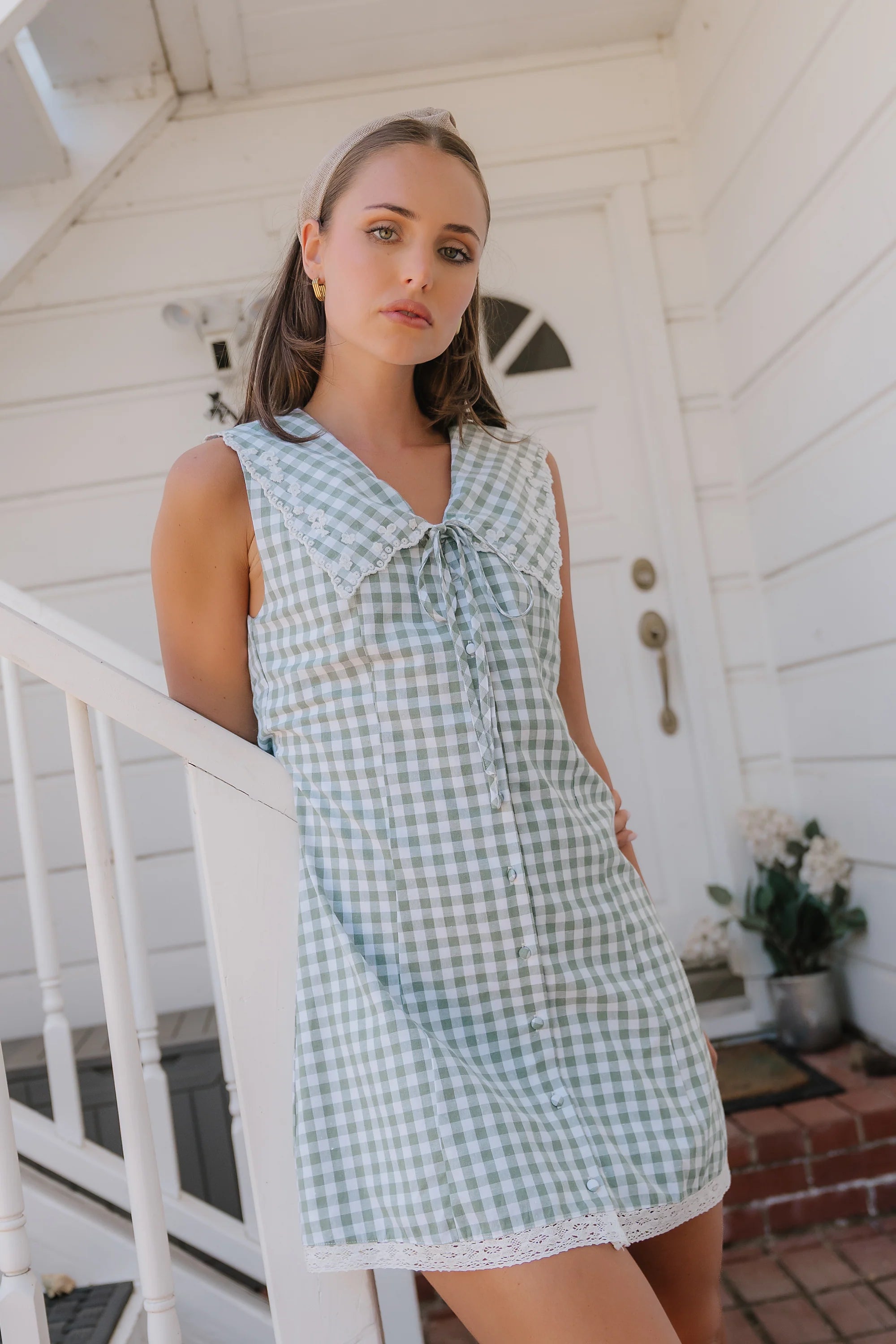 Millie Gingham Sleeveless Mini Dress