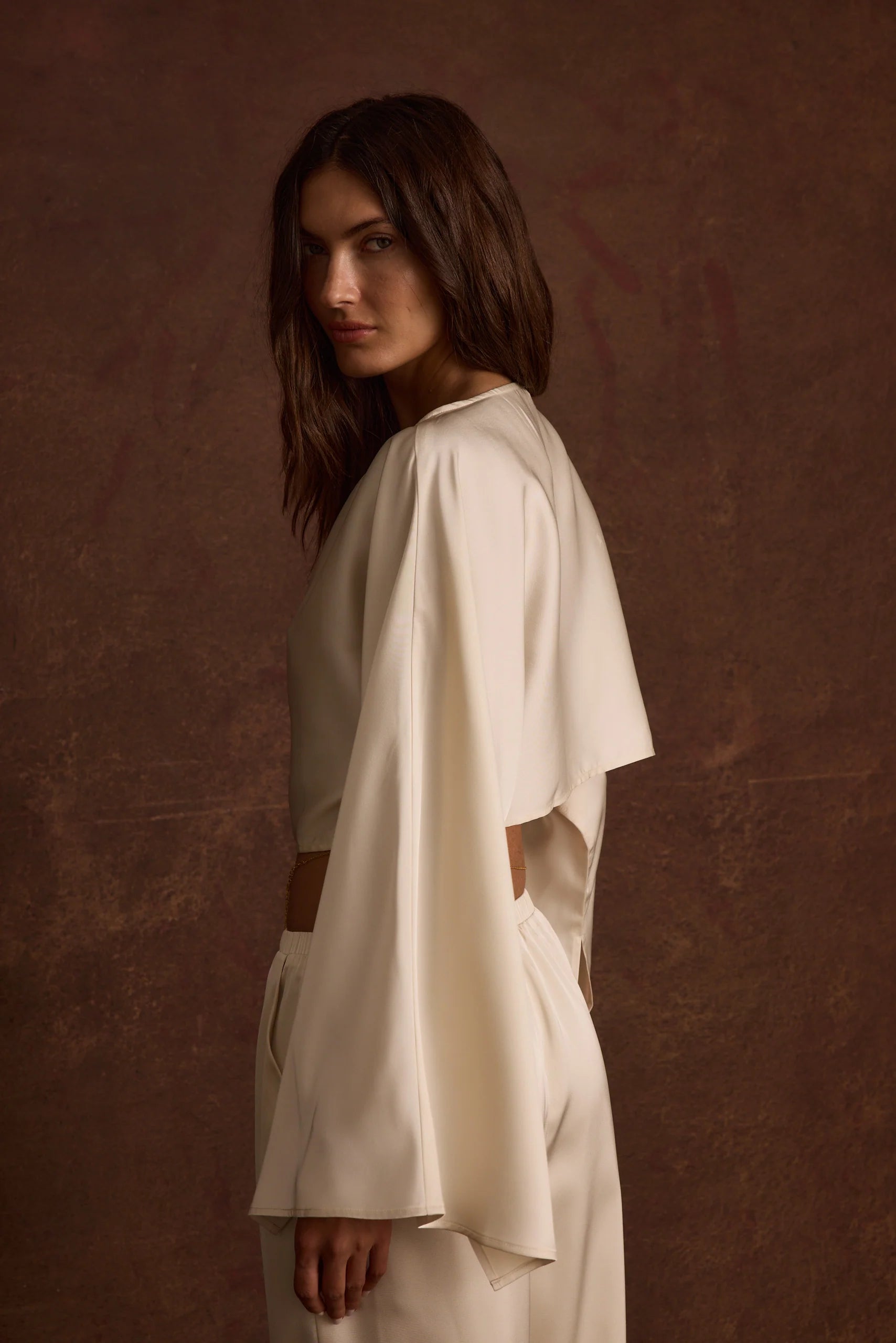Clear Breeze Cream Satin Top