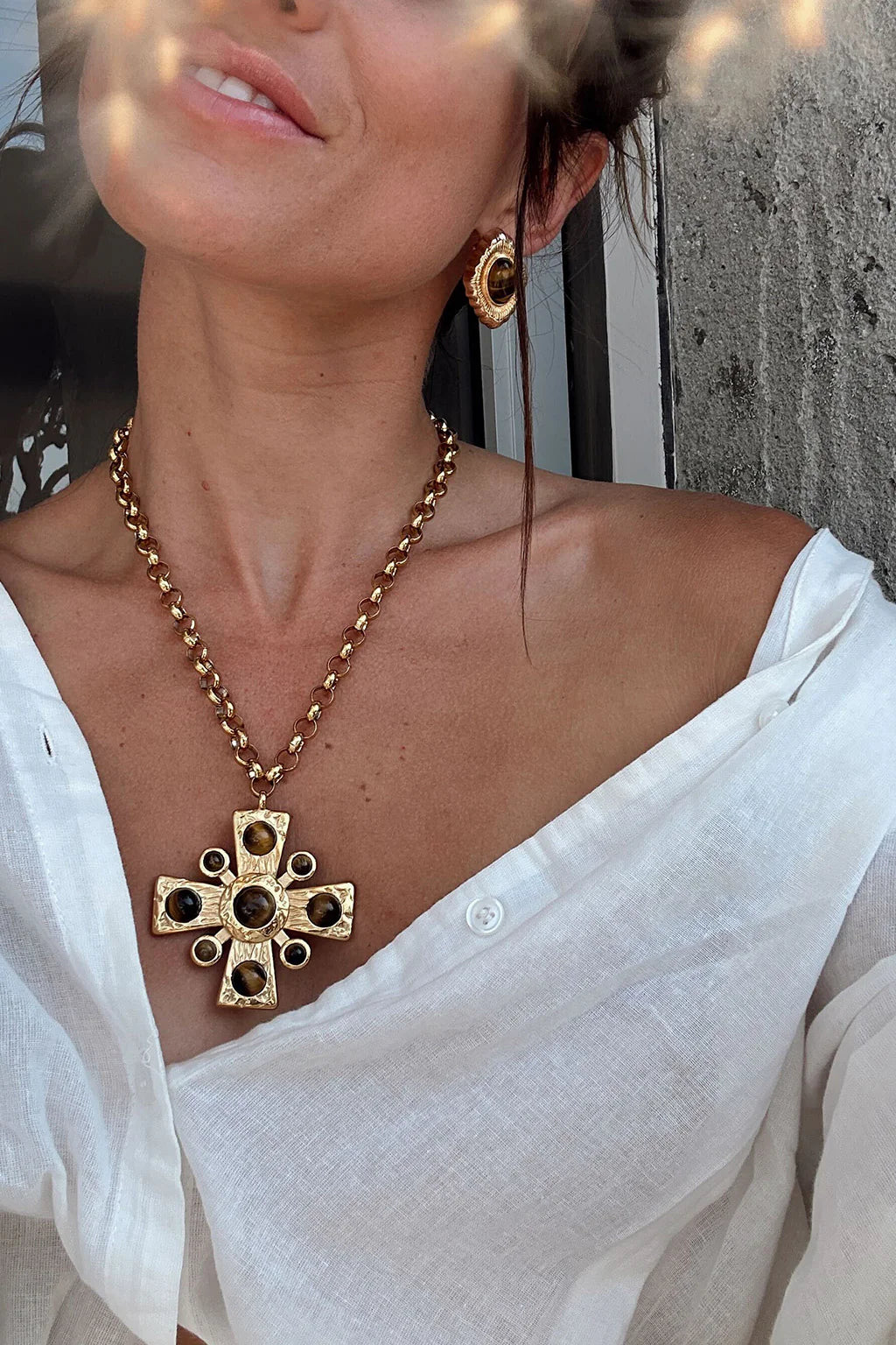 Catania Gold Cross Necklace