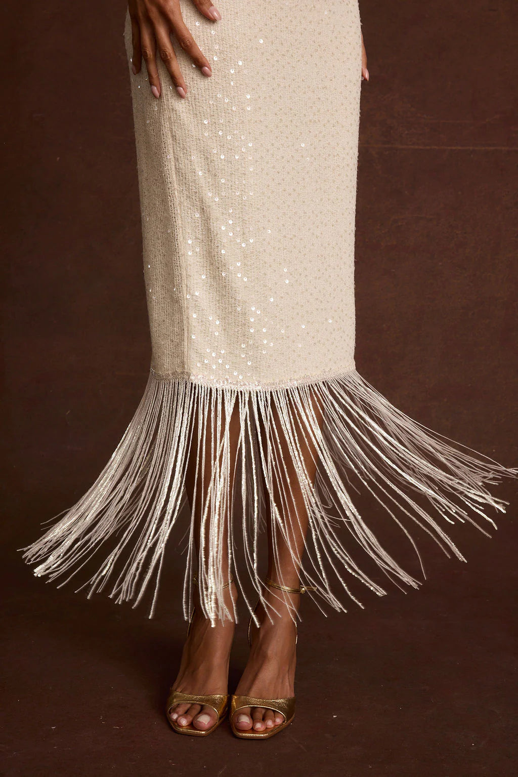 Cordelia Ivory Sequin Midi Dress