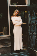 Simone White Off The Shoulder Sweater Maxi Dress