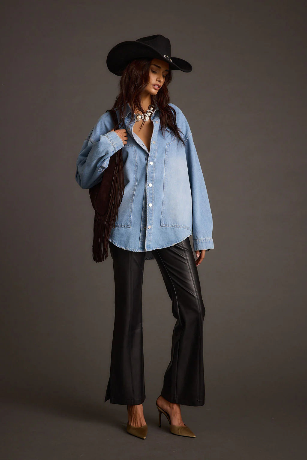 Rocky Light Denim Button Down Top