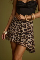 Soulbound Leopard Ruffle Mini Skirt