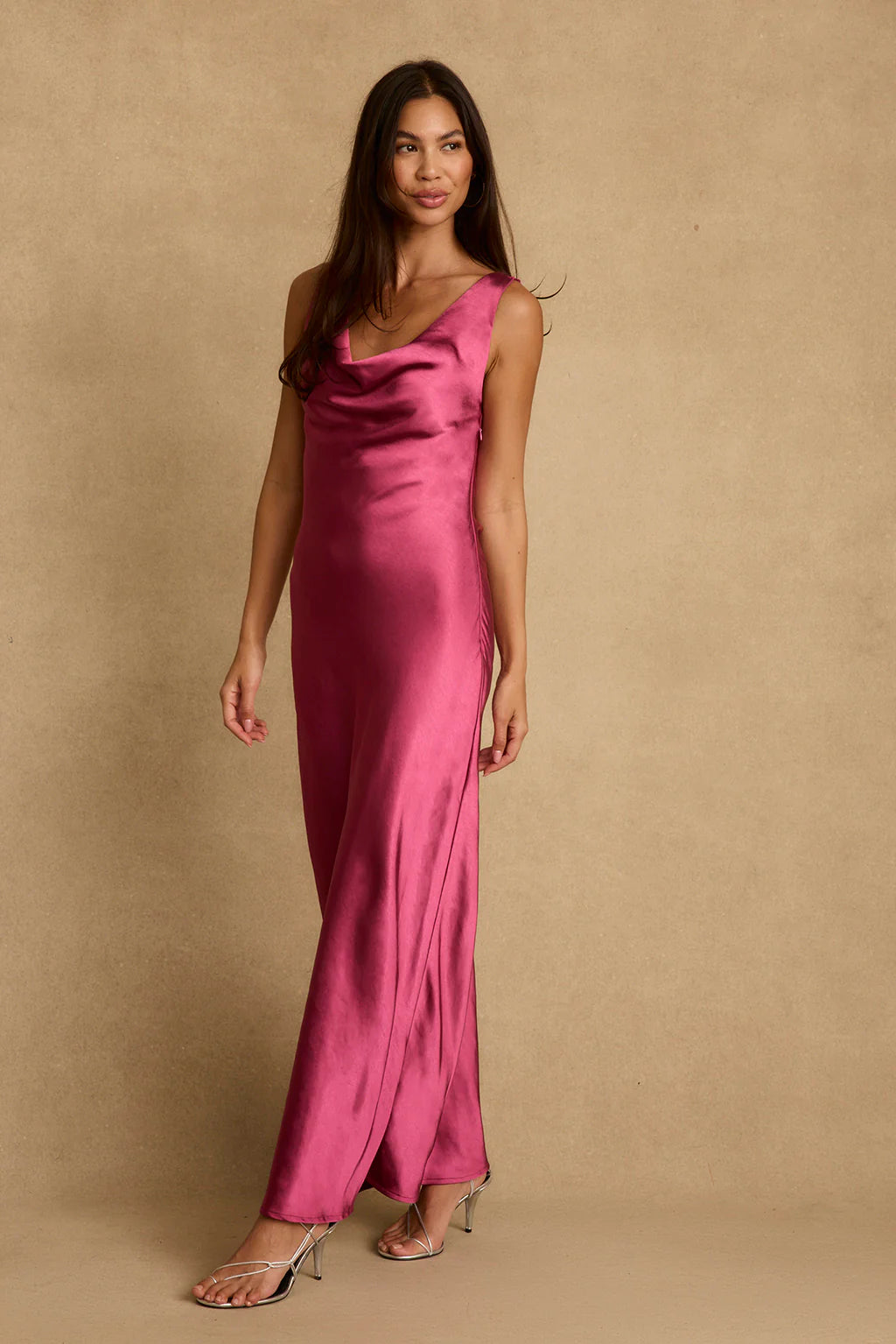 Dolce Fuchsia Satin Maxi Dress