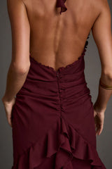 Aria Merlot Halter Maxi Dress