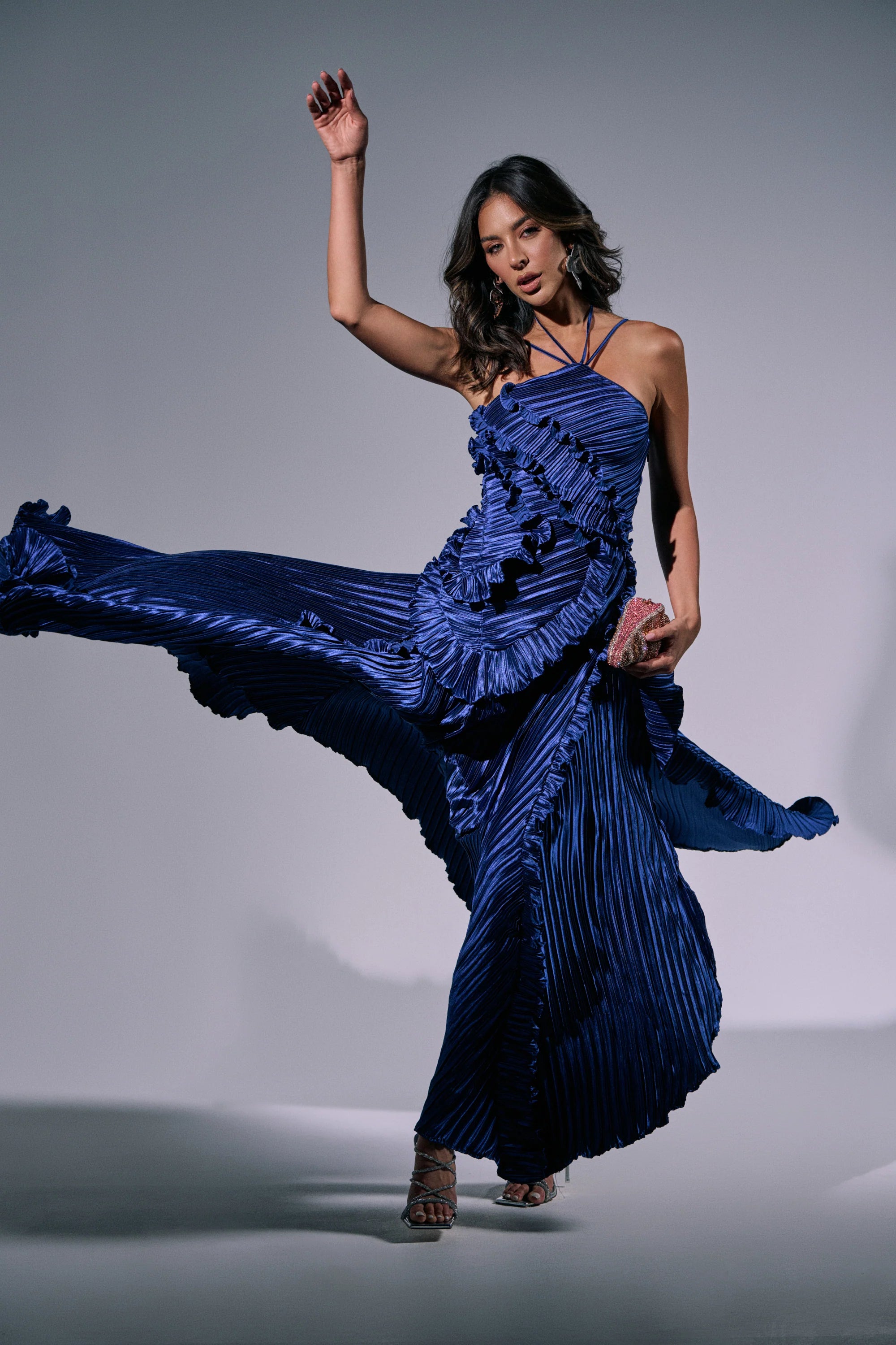 CELESTE RUFFLE MIDI DRESS