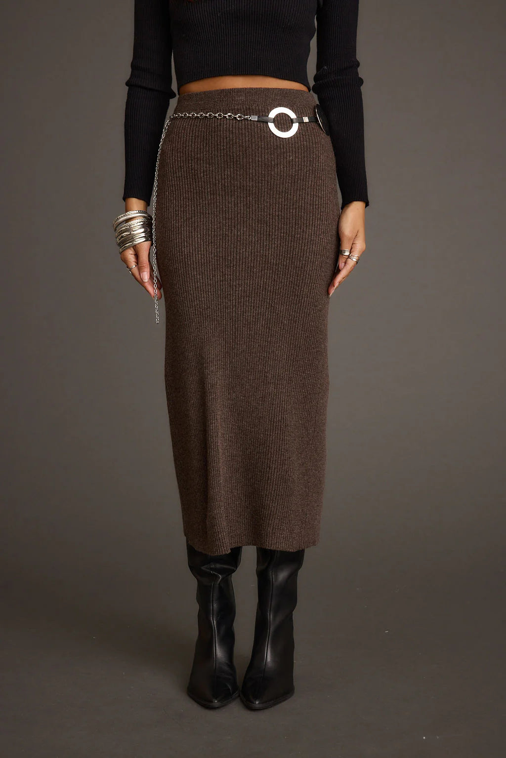 Tusk Mocha Sweater Midi Skirt