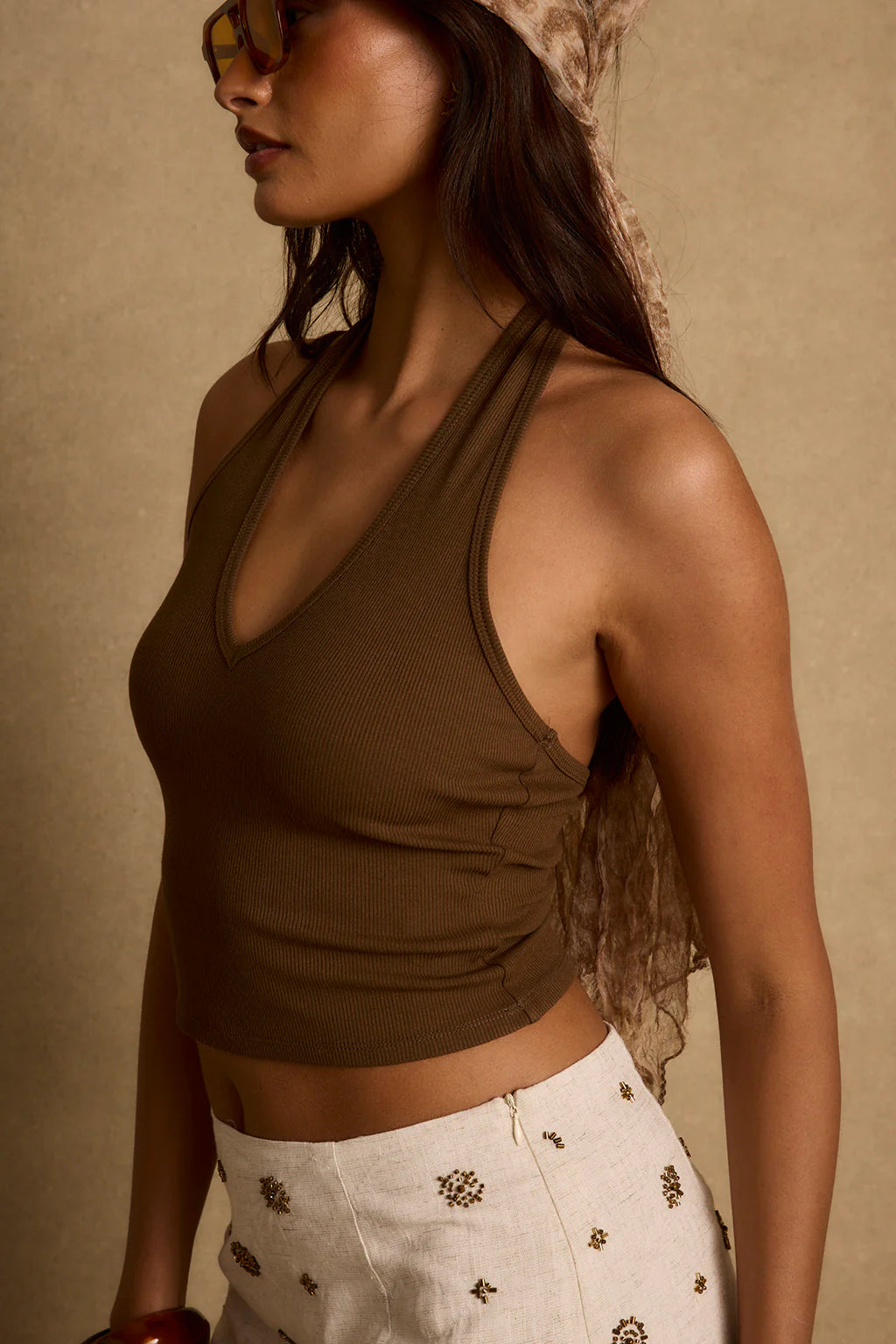 Emily Mocha Halter Top