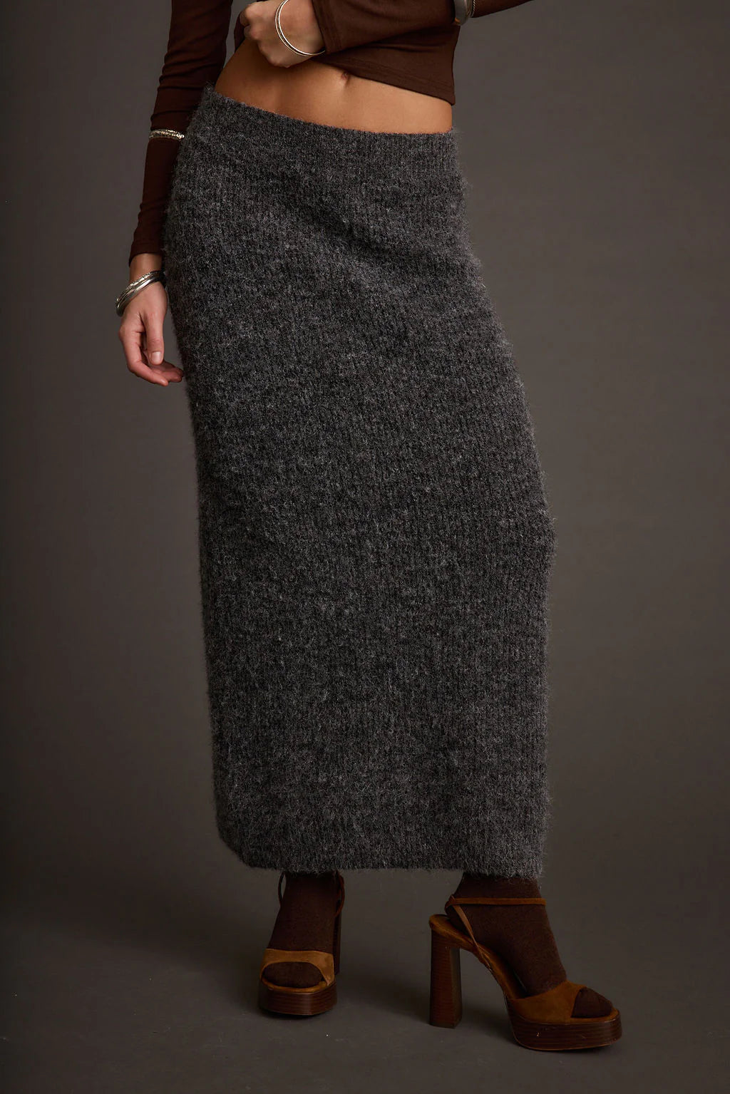 Alpine Charcoal Sweater Maxi Skirt