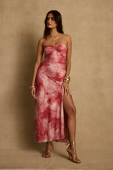 Everly Pink Printed Mesh Midi Dress
