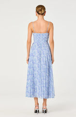 Bayley Floral Pleated Maxi Dress-Blue floral