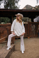 Olivia White V-Neck Sweater Dress