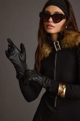 After Hours Black Vegan Leather Gloves