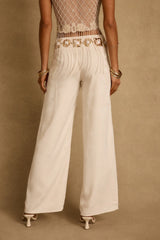 Finnian Ivory Jacquard Trousers