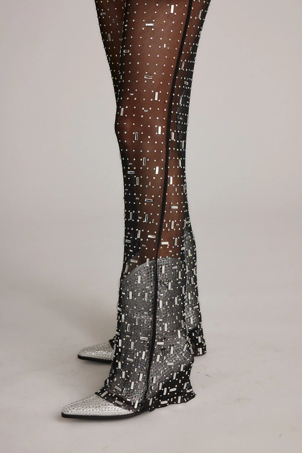Shania Black Mesh Rhinestone Jumpsuit
