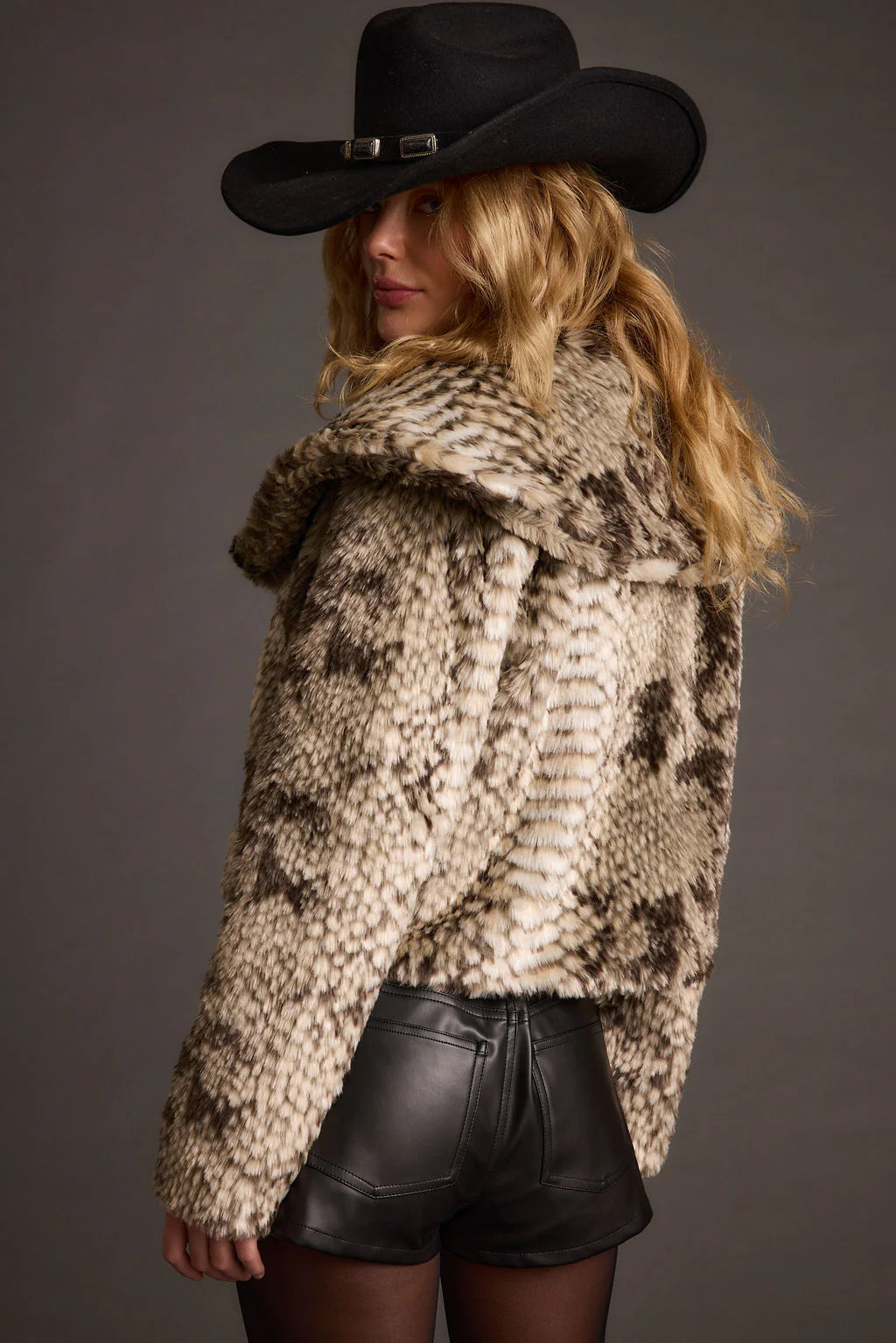 Wild Heart Snake Print Faux Fur Jacket