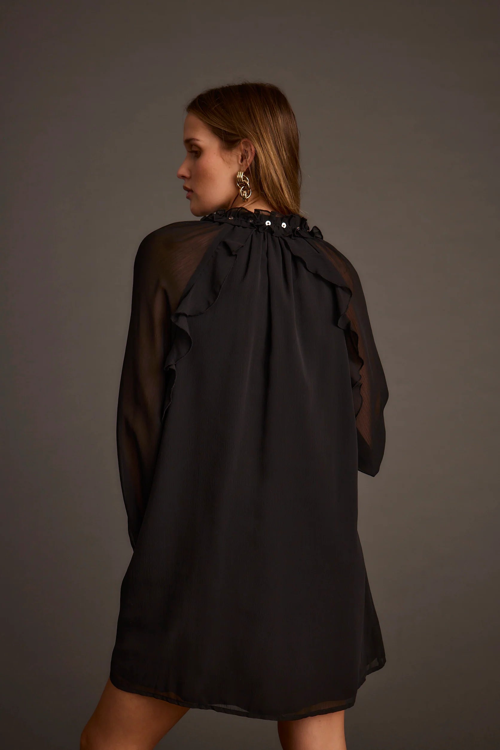 Alice Black Chiffon Mini Dress