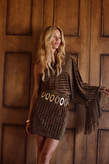 Amberley Cognac Velvet Mini Dress