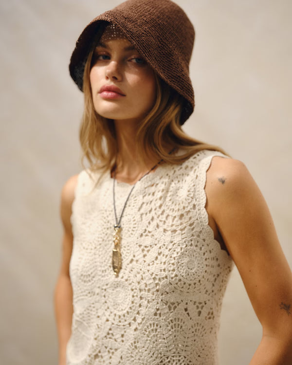 Open-Back Crochet Mini Dress