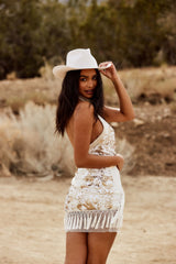 Like Gold Dust White Sequin Fringe Dress
