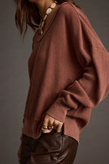 Not Your Ex's Rust Waffle Knit Top