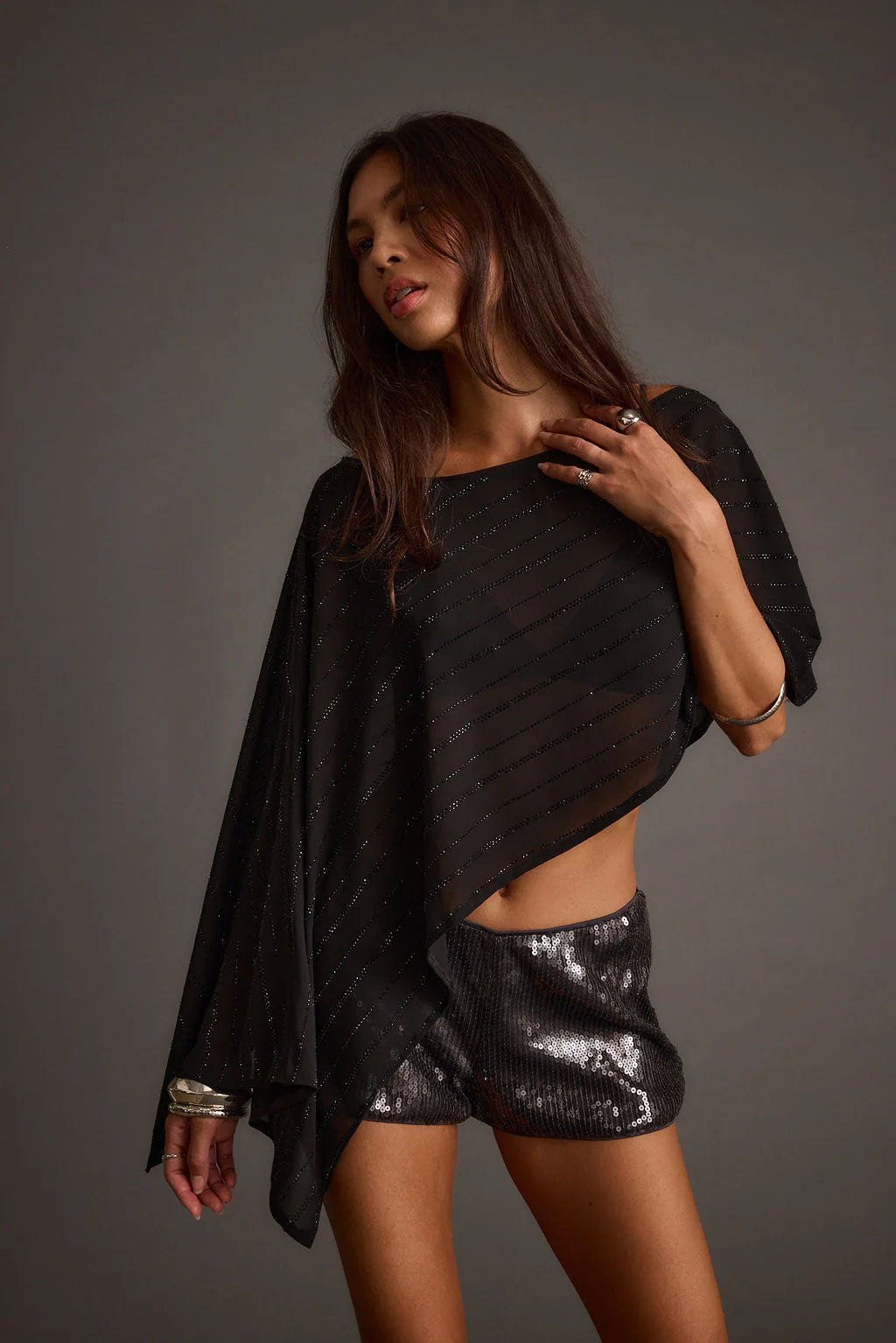 Oasis Black Rhinestone Shawl