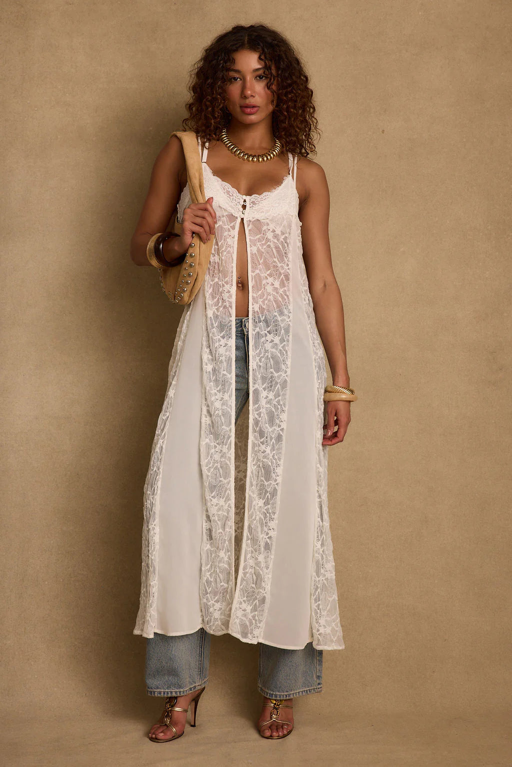 Blanca White Lace Longline Tank