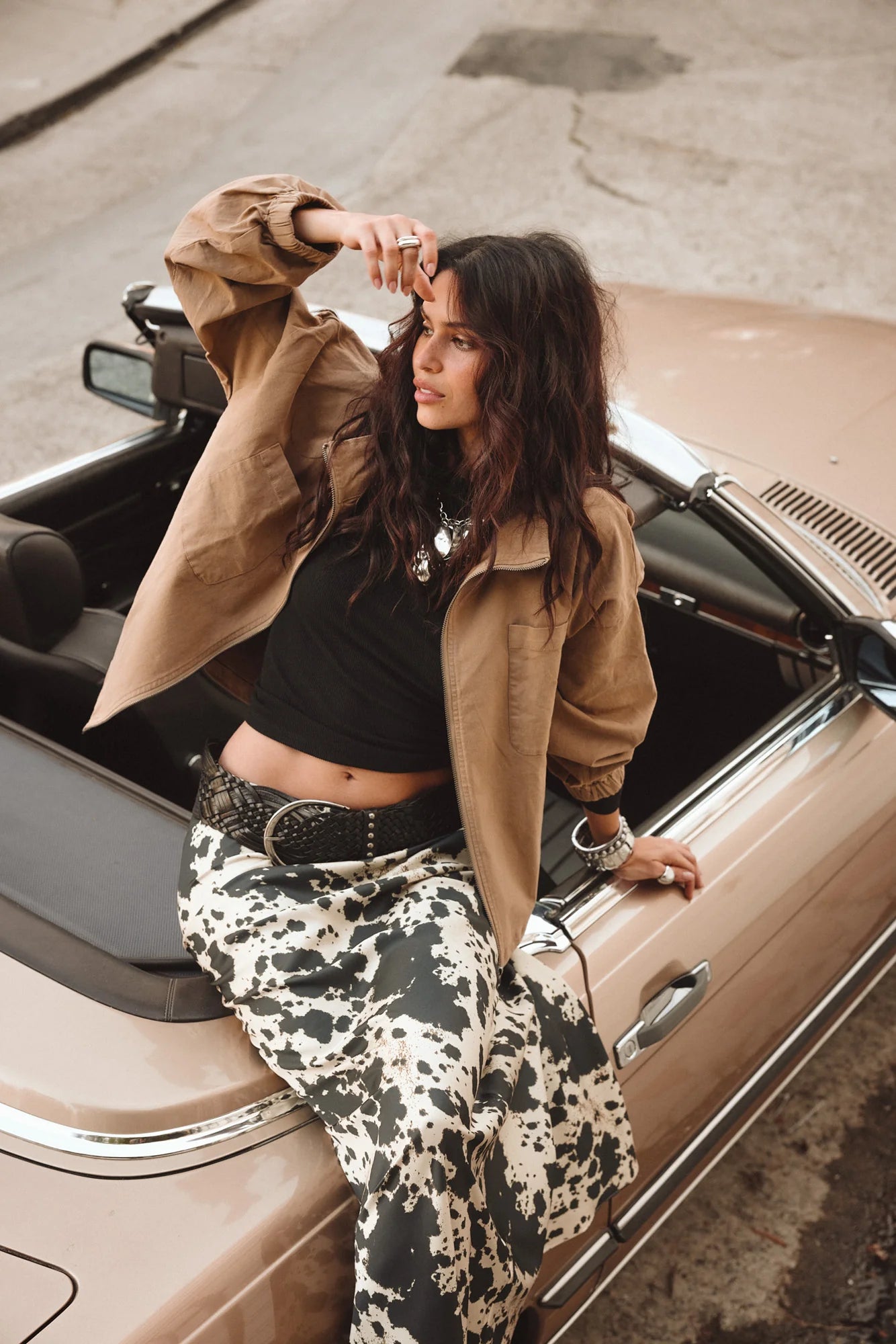 Kacey Cowhide Maxi Skirt